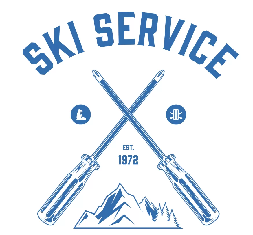 Ski Service Verbier Workshop Bike Ski Repairs Services Logo Blue White Square